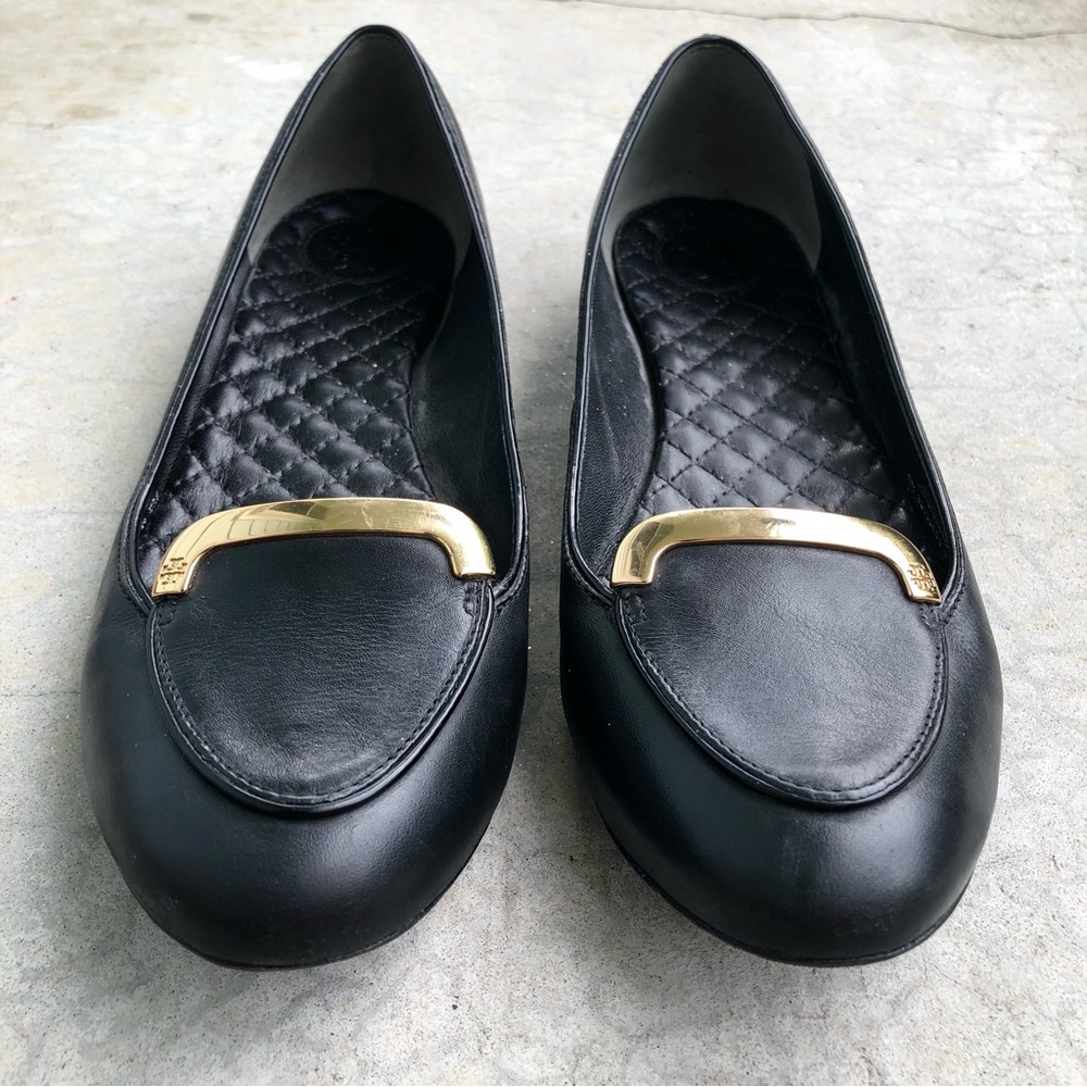 Tory Burch Black Flats with Gold Accent - Picture 3 of 8